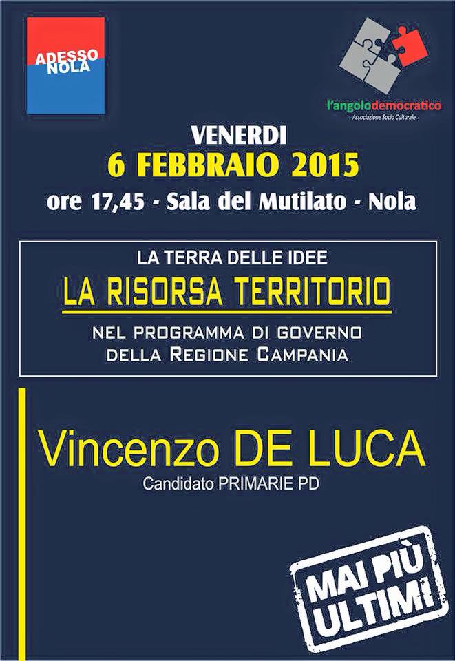 Regionali, Primarie Pd: Vincenzo De Luca a Nola