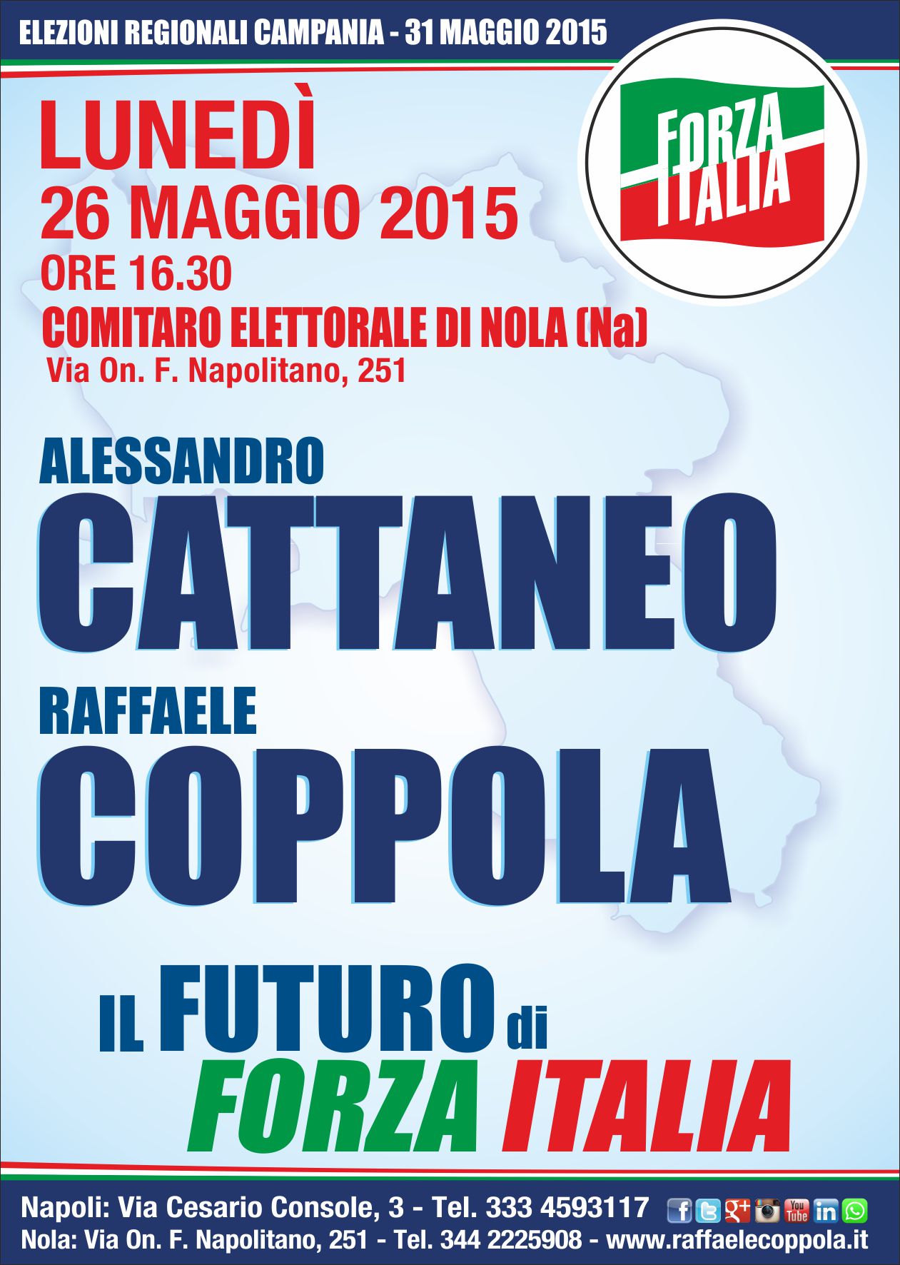 Elezioni regionali, lunedì 26 maggio Alessandro Cattaneo a sostegno di Raffaele Coppola