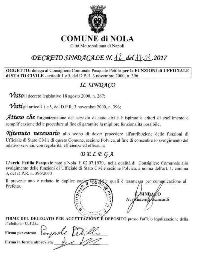 Polvica di Nola: la delega passa da De Lucia a Pasquale Petillo