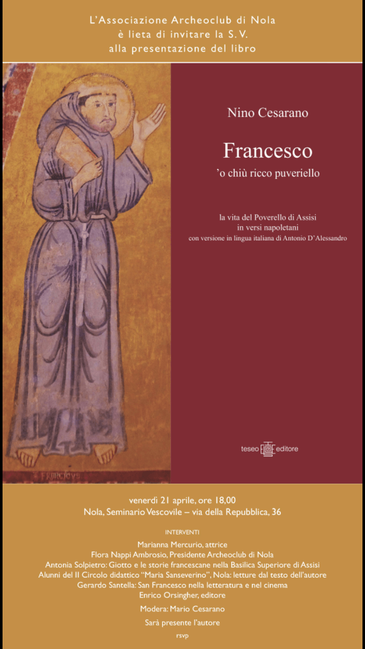 Nola: San Francesco “parla” napoletano nella poetica di Nino Cesarano