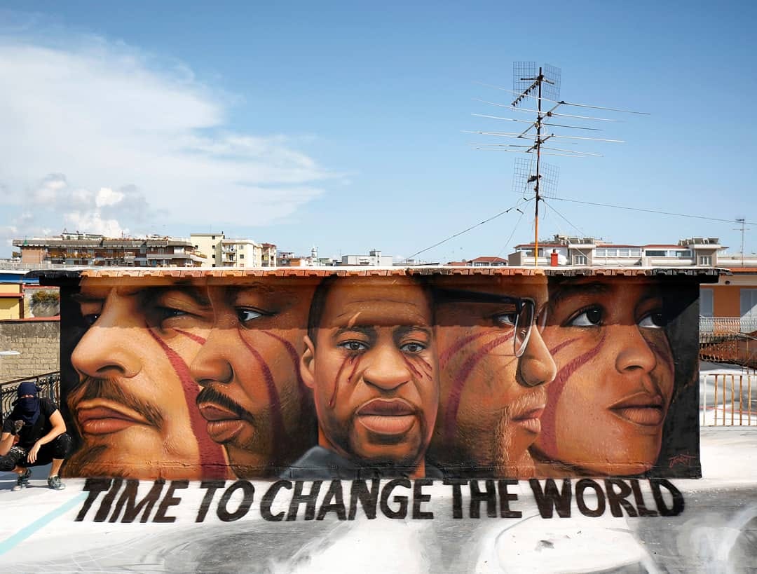 Napoli: ecco il murale di Jorit per George Floyd